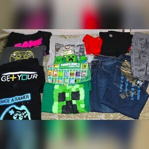 Boys Size  10/12Graphic T-Shirts and Jeans Bundle, 12 Pieces, 5 Pound Box